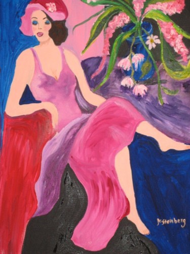 Painting titled "Lady in Pink" by Adele Steinberg, Original Artwork