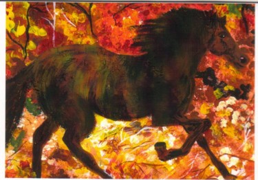 Painting titled "Horses in Autumn" by Adele Steinberg, Original Artwork