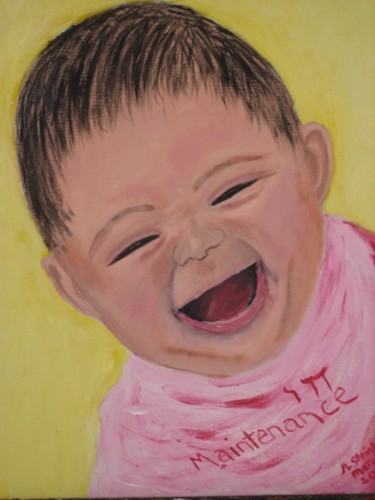 Painting titled "Laughing baby girl" by Adele Steinberg, Original Artwork