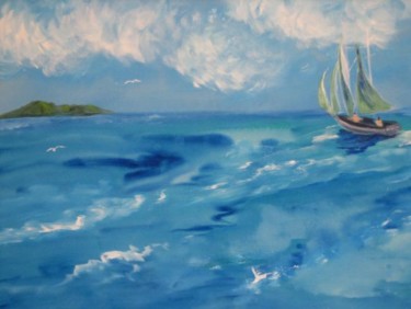 Painting titled "Sailing" by Adele Steinberg, Original Artwork, Oil