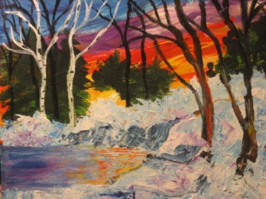Painting titled "winter wonderland" by Adele Steinberg, Original Artwork, Oil