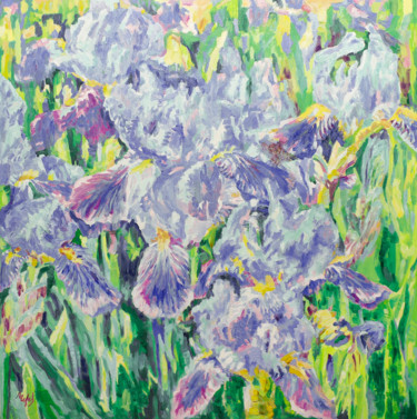 Картина под названием "Irises." - Liliya Chernaya, Подлинное произведение искусства, Масло