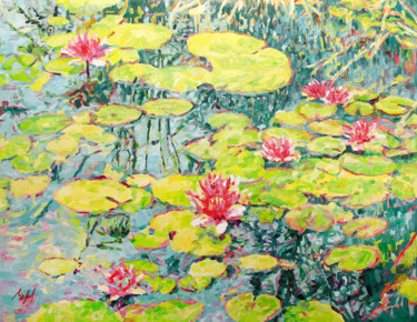 Painting titled "Lotus." by Liliya Chernaya, Original Artwork, Oil