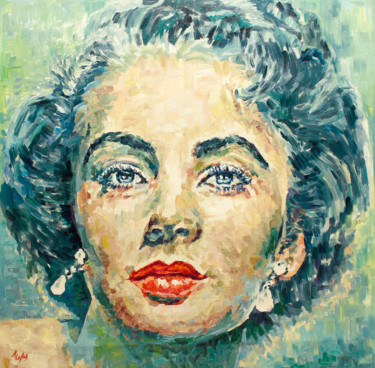 Peinture intitulée "Elizabeth  Taylor" par Liliya Chernaya, Œuvre d'art originale, Huile