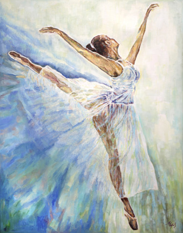 Schilderij getiteld "Ballerina Oil Paint…" door Liliya Chernaya, Origineel Kunstwerk, Olie