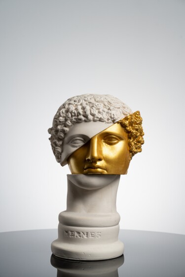 Sculpture titled "Golden Boy Hermes H…" by Dervis Yusuf Akdemir, Original Artwork, Plaster