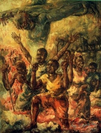 Painting titled "The Blood of libera…" by Augustin Tshimpe Wa Nzambi, Original Artwork