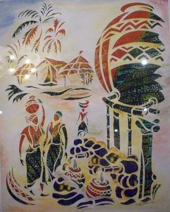 Painting titled "Le Chateau d'eau du…" by Augustin Tshimpe Wa Nzambi, Original Artwork