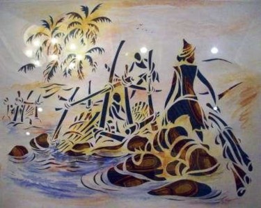 Painting titled "La Perseverence à l…" by Augustin Tshimpe Wa Nzambi, Original Artwork