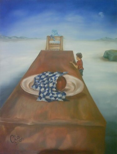 Painting titled "Alone with the Dish…" by Visual Art Web, Original Artwork
