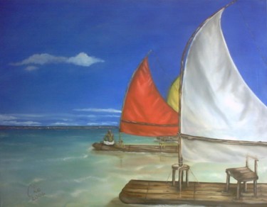 Painting titled "Jangada and Horizon" by Visual Art Web, Original Artwork