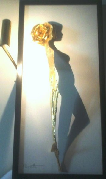 Sculpture titled "Rose sur pieds" by Paul Pacotto, Original Artwork, Metals