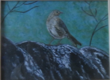 Painting titled "Oiseau sur un toit" by Artcouleur S, Original Artwork, Acrylic