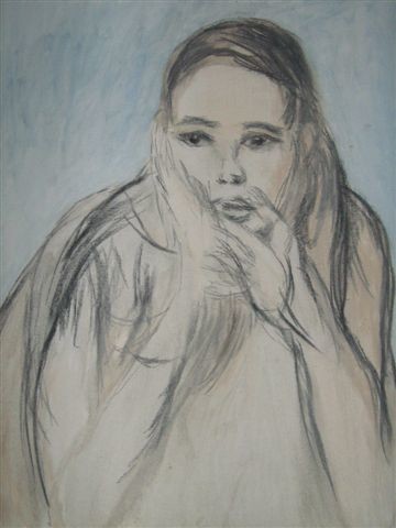 Drawing titled "Pensées" by Artcouleur S, Original Artwork, Charcoal