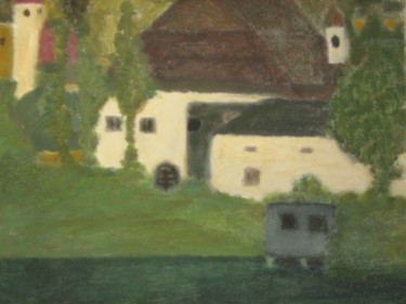 Peinture intitulée "Village paisible" par Artcouleur S, Œuvre d'art originale, Autre