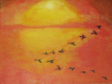 Painting titled "Migration" by Artcouleur S, Original Artwork, Oil