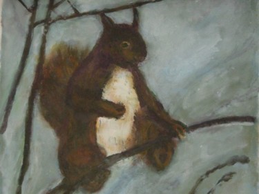 Peinture intitulée "Ecureuil dans le fr…" par Artcouleur S, Œuvre d'art originale, Autre