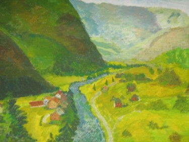 Painting titled "Paysage norvégien" by Artcouleur S, Original Artwork, Acrylic