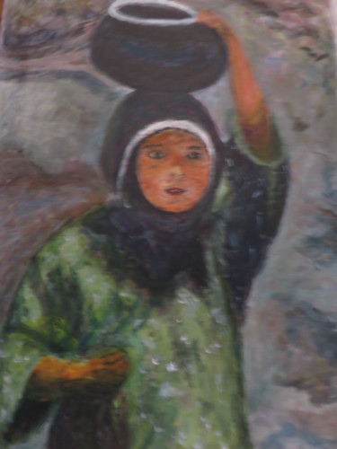 Peinture intitulée "Petite fille porteu…" par Artcouleur S, Œuvre d'art originale, Acrylique