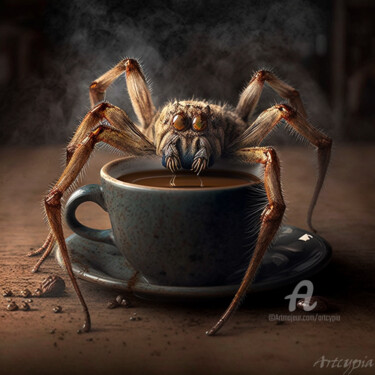 Digital Arts titled "Morning Caffeine" by Artcypia, Original Artwork, AI generated image
