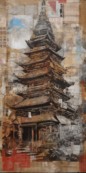 Arts numériques intitulée "Temple Chinois" par Artcypia, Œuvre d'art originale, Image générée par l'IA