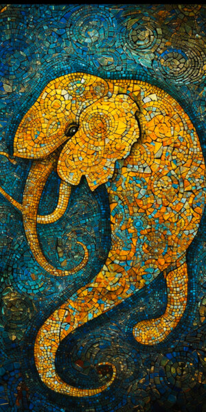 Arts numériques intitulée "Elephant Celeste 01" par Artcypia, Œuvre d'art originale, Image générée par l'IA
