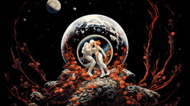 Digital Arts titled "Baiser Cosmique" by Artcypia, Original Artwork, AI generated image