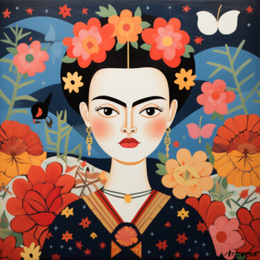 Arts numériques intitulée "Kahlo Okamoto" par Artcypia, Œuvre d'art originale, Image générée par l'IA