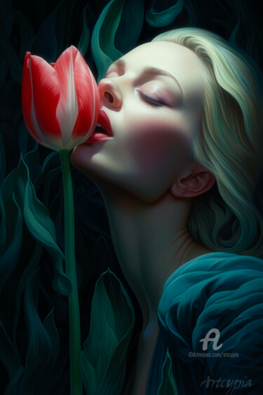 Arts numériques intitulée "La fleur du désir" par Artcypia, Œuvre d'art originale, Image générée par l'IA