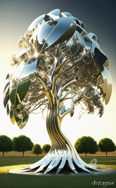 Artes digitais intitulada "L'arbre soleil" por Artcypia, Obras de arte originais, Imagem gerada por IA