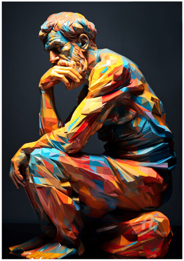 Digitale Kunst getiteld "Le Penseur" door Artcypia, Origineel Kunstwerk, AI gegenereerde afbeelding