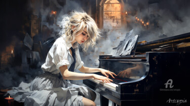 Digital Arts titled "Piano Concerto" by Artcypia, Original Artwork, AI generated image
