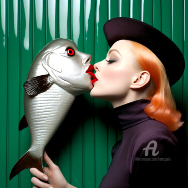 "Factice Kiss" başlıklı Dijital Sanat Artcypia tarafından, Orijinal sanat, AI tarafından oluşturulan görüntü
