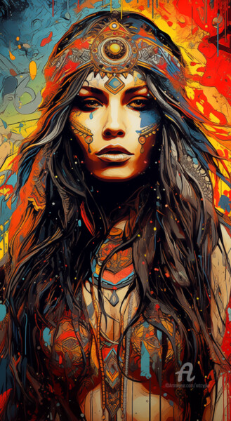 Цифровое искусство под названием "Cherokee" - Artcypia, Подлинное произведение искусства, Изображение, сгенерированное ИИ