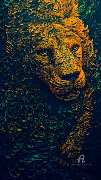 Arts numériques intitulée "Lion" par Artcypia, Œuvre d'art originale, Image générée par l'IA