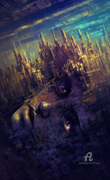 Arts numériques intitulée "L'esprit de la ville" par Artcypia, Œuvre d'art originale, Image générée par l'IA