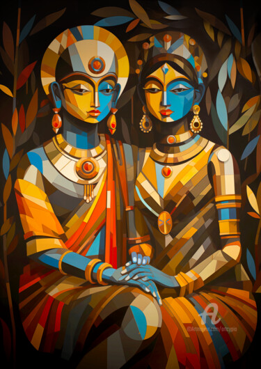 Arte digital titulada "Krishna rencontre B…" por Artcypia, Obra de arte original, Collages digitales