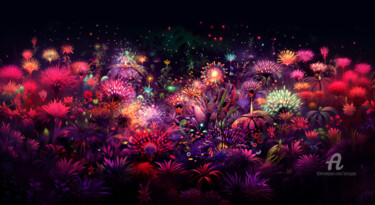 Arts numériques intitulée "Floraison Nocturne" par Artcypia, Œuvre d'art originale, Image générée par l'IA