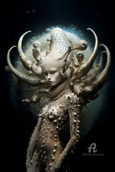 Digitale Kunst mit dem Titel "Abyssal Coraline" von Artcypia, Original-Kunstwerk, KI-generiertes Bild