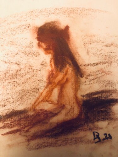 Disegno intitolato "Masquée et perchée" da Artdanaux, Opera d'arte originale, Pastello