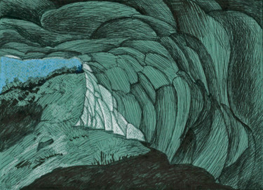 Rysunek zatytułowany „Kamchatka. The Cave” autorstwa Anastasiya Dashevskaya, Oryginalna praca, Atrament