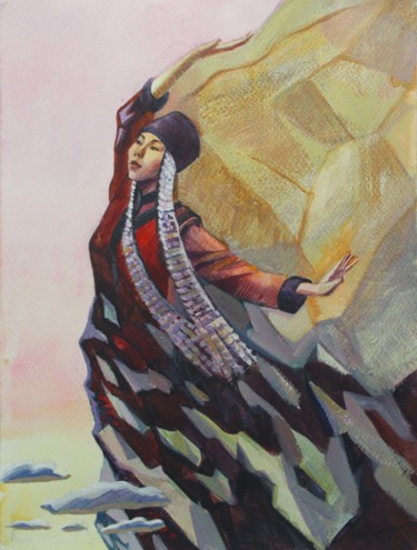 Drawing titled "Dancing Mountain" by Anastasiya Dashevskaya, Original Artwork, Acrylic