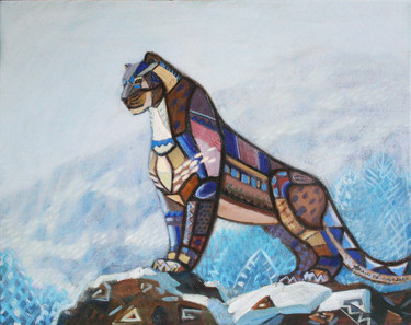 Malerei mit dem Titel "Snow Leopard" von Anastasiya Dashevskaya, Original-Kunstwerk, Öl