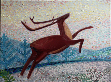 Painting titled "Deer pua" by Anastasiya Dashevskaya, Original Artwork, Oil