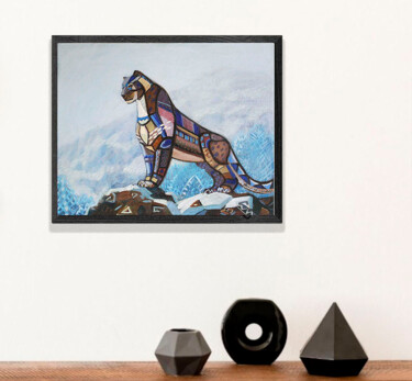 Painting titled "Snow Leopard | orig…" by Anastasiya Dashevskaya, Original Artwork, Oil Mounted on Wood Stretcher frame