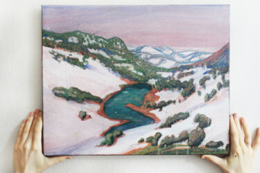 Pittura intitolato "Winter lake in the…" da Anastasiya Dashevskaya, Opera d'arte originale, Acrilico Montato su Telaio per b…