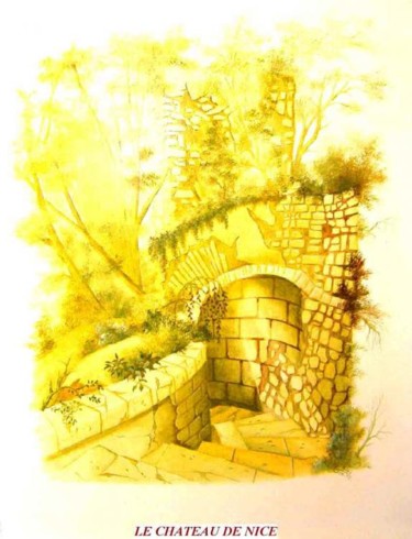Peinture intitulée "Paysage chateau de…" par Christian Geai, Œuvre d'art originale, Huile