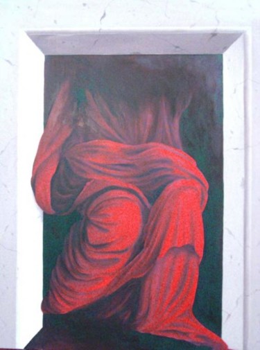 Peinture intitulée "drapé rouge" par Christian Geai, Œuvre d'art originale, Huile