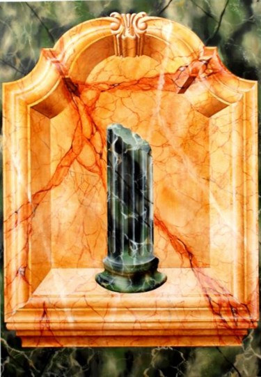 Peinture intitulée "colonne marbre" par Christian Geai, Œuvre d'art originale, Huile