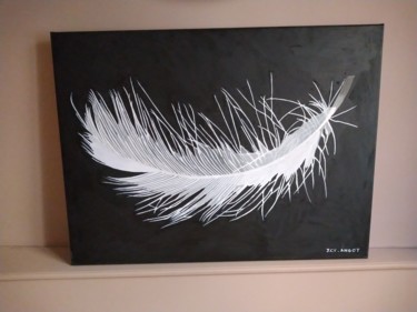 Peinture intitulée "Plume" par Jean Claude Vangeon Angot, Œuvre d'art originale, Encre